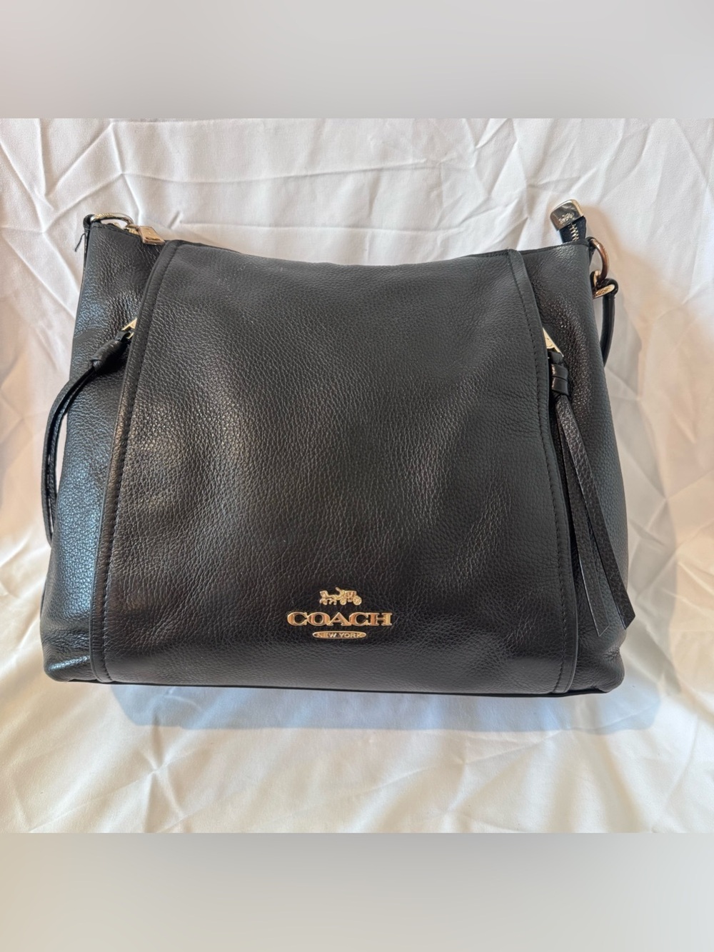 Coach Marlon Hobo Black Pebbled Leather Shoulder Crossbody Handbag Preppy F79994